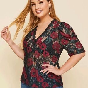 Plus Floral Top